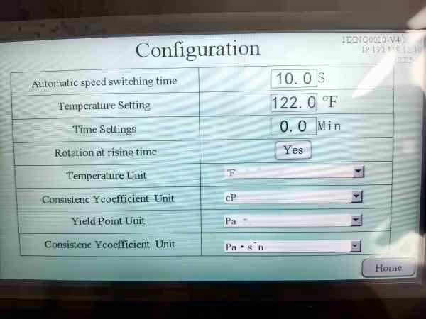 Viscometer-display on the screen